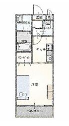 ベスト・京町 1Kの間取図画像