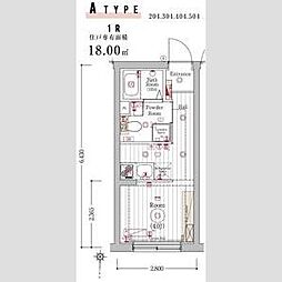 MAXIVbasic大鳥居 ワンルームの間取図画像