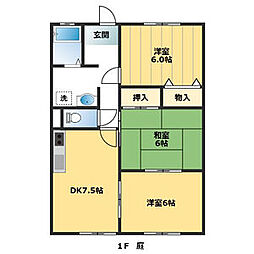 ガーデンロイヤルB 3DKの間取図画像