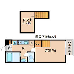 アスコット原町四丁目 1Kの間取図画像