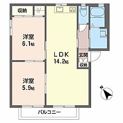 アンシャンテ 2LDKの間取図画像