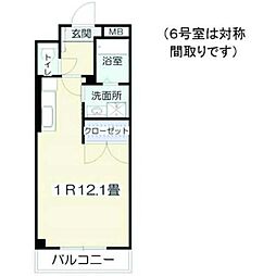 ウィング遊 ワンルームの間取図画像