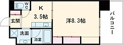 フォーラム牛田-7 1Kの間取図画像