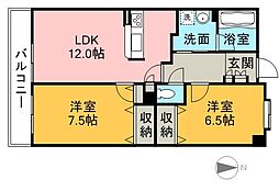 タロックス新居浜 2LDKの間取図画像