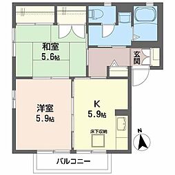 エメロードB 2Kの間取図画像