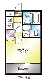 GAIA春日町 1Kの間取図画像