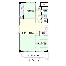 ハイデンス宮城野 2LDKの間取図画像