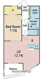 グレイスフルヒルズ南佐古 1LDKの間取図画像