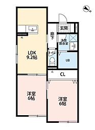 フレシール緑ヶ丘 2LDKの間取図画像