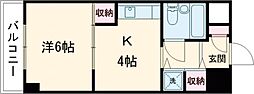 アルファ上町 1Kの間取図画像