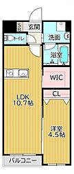 Regno永犬丸 1LDKの間取図画像