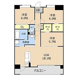 LIBTH-平成駅前 3LDKの間取図画像