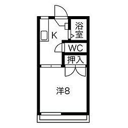 タウニイ白樺A 1Kの間取図画像