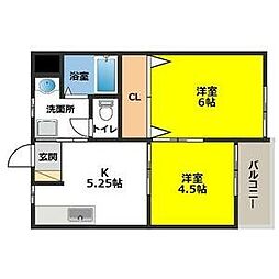 ロイヤルヒルズ南仙北 2Kの間取図画像