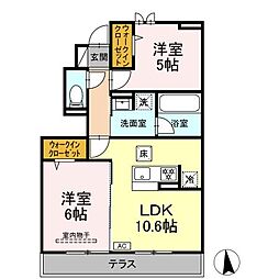 RUF 2LDKの間取図画像