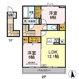 RUF 2LDKの間取図画像