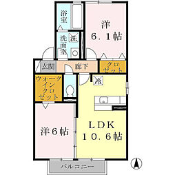 ヴィスタリアハイムC 2LDKの間取図画像