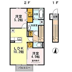 ソレイユヴィラージュM 2LDKの間取図画像
