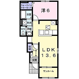 エーデルシュタインB 1LDKの間取図画像