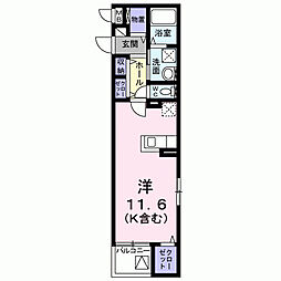 ハッピーベル 1Kの間取図画像