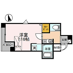 ONLYONE小花 1Kの間取図画像