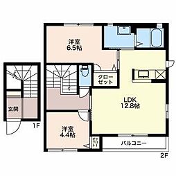 エスザーレB 2LDKの間取図画像