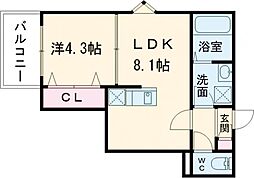 ジーメゾン拝島 1LDKの間取図画像