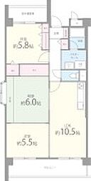 ラポール忍ケ丘 3LDKの間取図画像