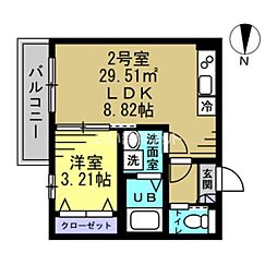 AJ千葉寺003 1LDKの間取図画像