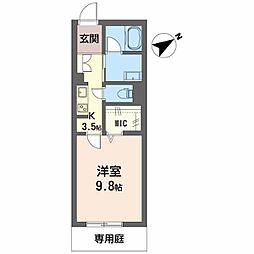 クオリスタ岡崎 1Kの間取図画像