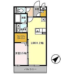 リヴェール文珠橋 1LDKの間取図画像