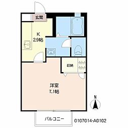 ヴェールパレ神野 1Kの間取図画像
