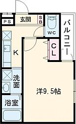 フジパレス住道II番館 1Kの間取図画像