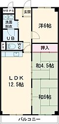 奥田第一ビル 3LDKの間取図画像