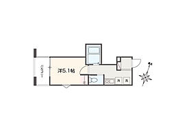 MELLAS矢部II 1Kの間取図画像