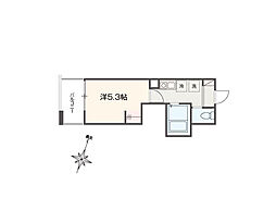 MELLAS矢部II 1Kの間取図画像
