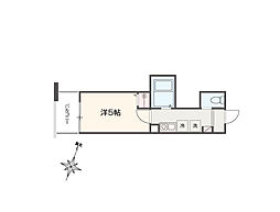 MELLAS矢部II 1Kの間取図画像