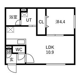 札幌市西区二十四軒三条5丁目マンション 1LDKの間取図画像