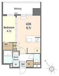 S-RESIDENCE博多駅東awesome 1LDKの間取図画像