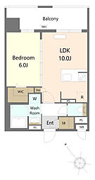 S-RESIDENCE博多駅東awesome 1LDKの間取図画像