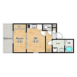(仮称)ジーメゾン名古屋柳堀町 1DKの間取図画像