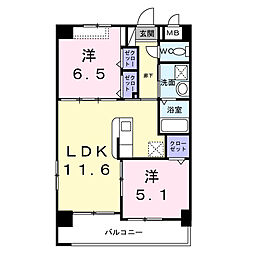 ヒルズ宮里 2LDKの間取図画像