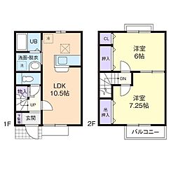 アズールモチヅキA 2LDKの間取図画像