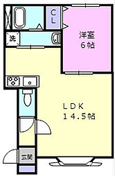 アクアシティ 1LDKの間取図画像