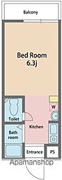 グリーンコート 1Kの間取図画像