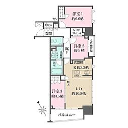 グランスイート四谷二丁目レジデンス 3LDKの間取図画像