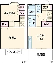 モンターニュ2番館 2LDKの間取図画像