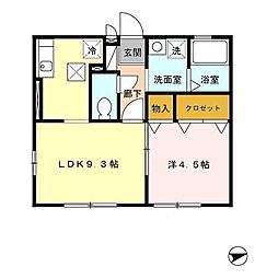 オールルミエールC 1LDKの間取図画像