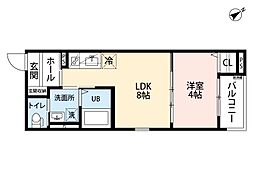 アイセン竹下大橋 1LDKの間取図画像