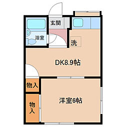 プラザドゥサン 1DKの間取図画像